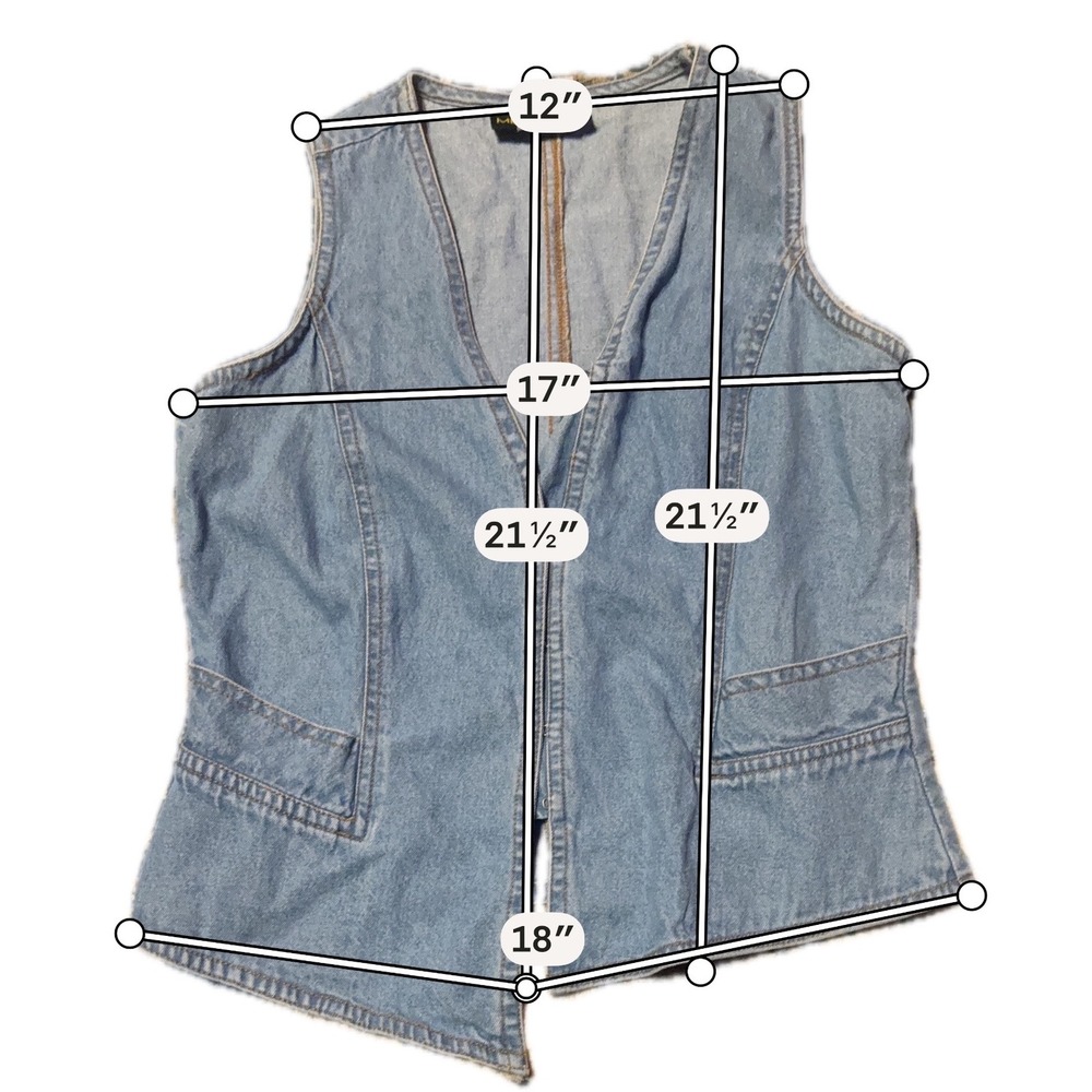Vintage Metrostyle Women 4 Light Wash Denim Vest V-Neck Jean Top 90s Y2K Blue - Picture 8 of 9